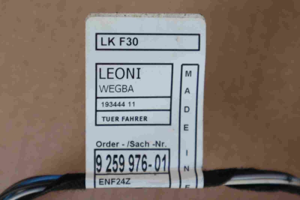 Original BMW F30 F31 Door Wiring Harnes Front Left 9259976 9259760 