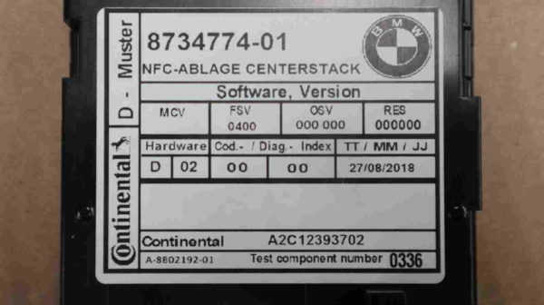 Original BMW G Series NFC Storage Tray 8734774 5A0D8A8 