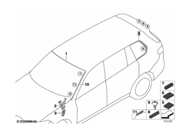 Original BMW X7 G07 G07 LCI Rear Left Window Strip Chrome 7444123 5A8A2A3 