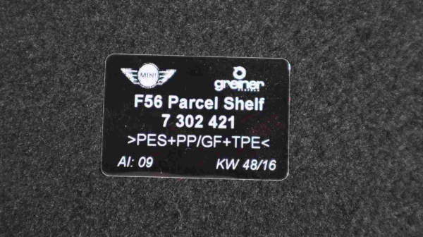 Original MINI F56 F56LCI Rear Window Shelf 7302421 