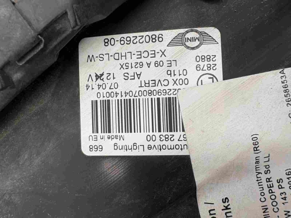 Original MINI R60 R61 AHL Xenon Headlight Left 9802260 9807483 