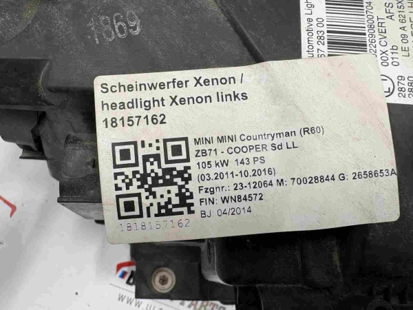 Original MINI R60 R61 AHL Xenon Headlight Left 9802260 9807483 