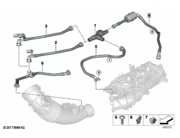 Original BMW X5 G05 X6 G06 X7 G07 Fuel Tank Breath. Line With Resonator 8664236 