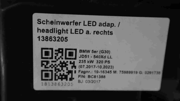 Original BMW G30 G31 Headlight LED AHL Right 7439204 7214956 