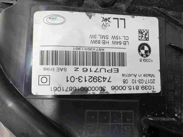 Original BMW F90 G30 Headlight LED AHL High Left USA 7214965 