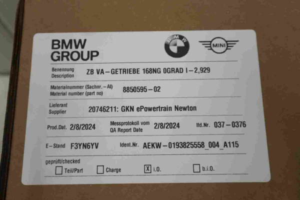 NEW Original BMW G45 G05 LCI G06 LCI Front Differential 168AL I=2929 8850595 