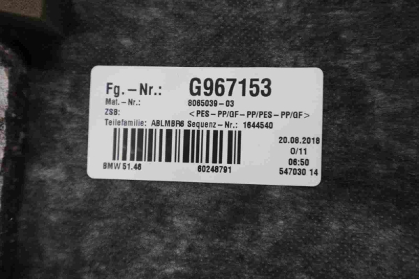 Original BMW G30 F90 LCI Rear Window Shelf 8065039 