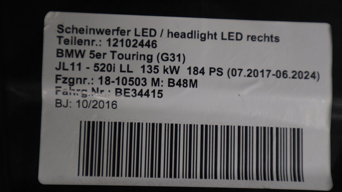 BMW G30 G31 LED HEADLIGHT SCHEINWERFER RECHTS 7483536