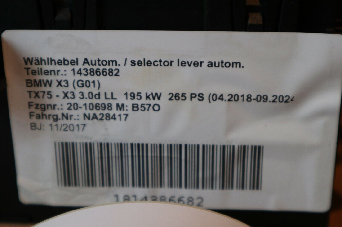 BMW X3 G01 X4 G02 WÄHLHEBEL SCHALTKNAUF SELECTOR DE VITESE LHD LL 7947695 9476307 