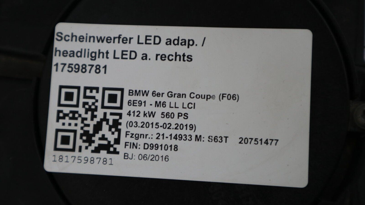 BMW F06 F12 F13 LCI SCHEINWERFER LINKS RECHTS AHL adapt LED 7453454 7453453