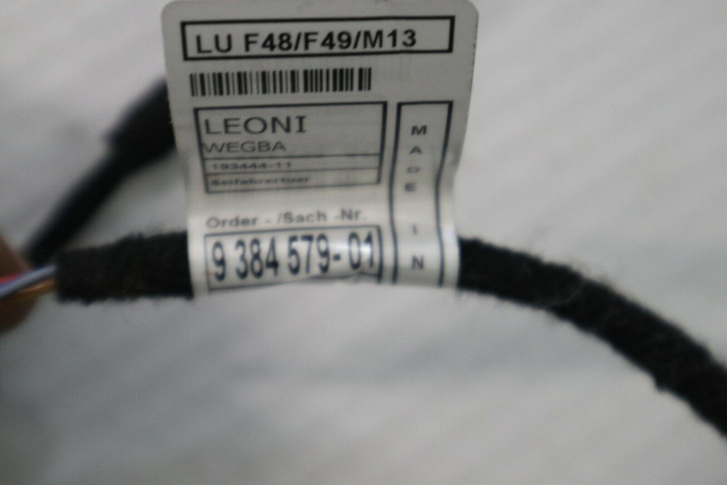 BMW X1 F48 xDrive 25i 2016 LHD Front Right Door Wiring Harness 9384579 10399894