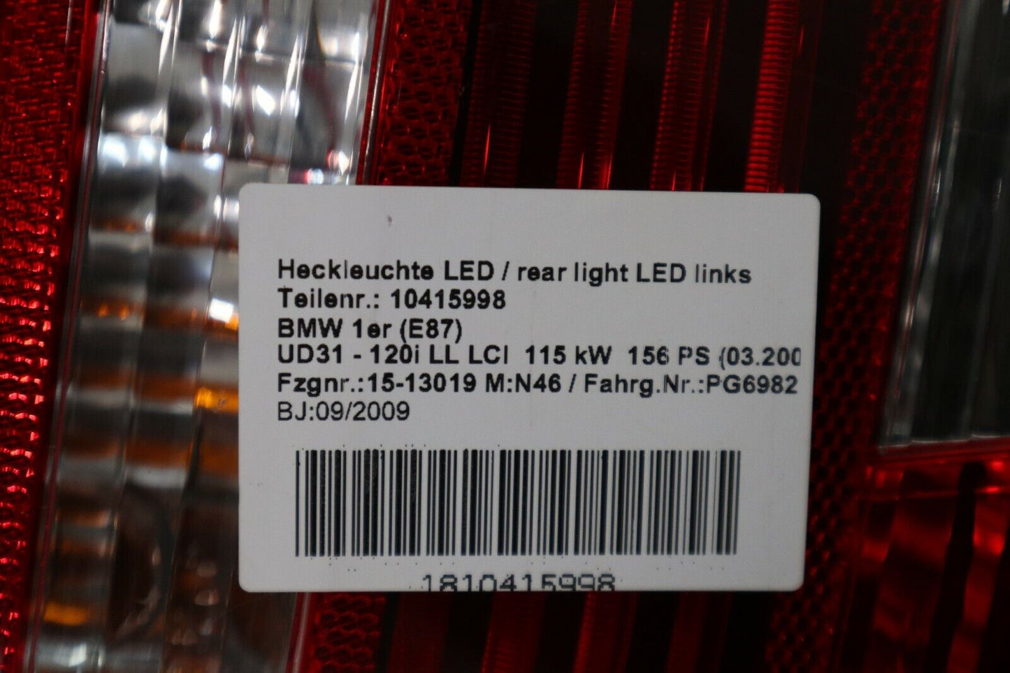 Оригинално BMW 1er E81 Facelift Heckleuchte Rückleuchte Rücklicht връзки 7181297 