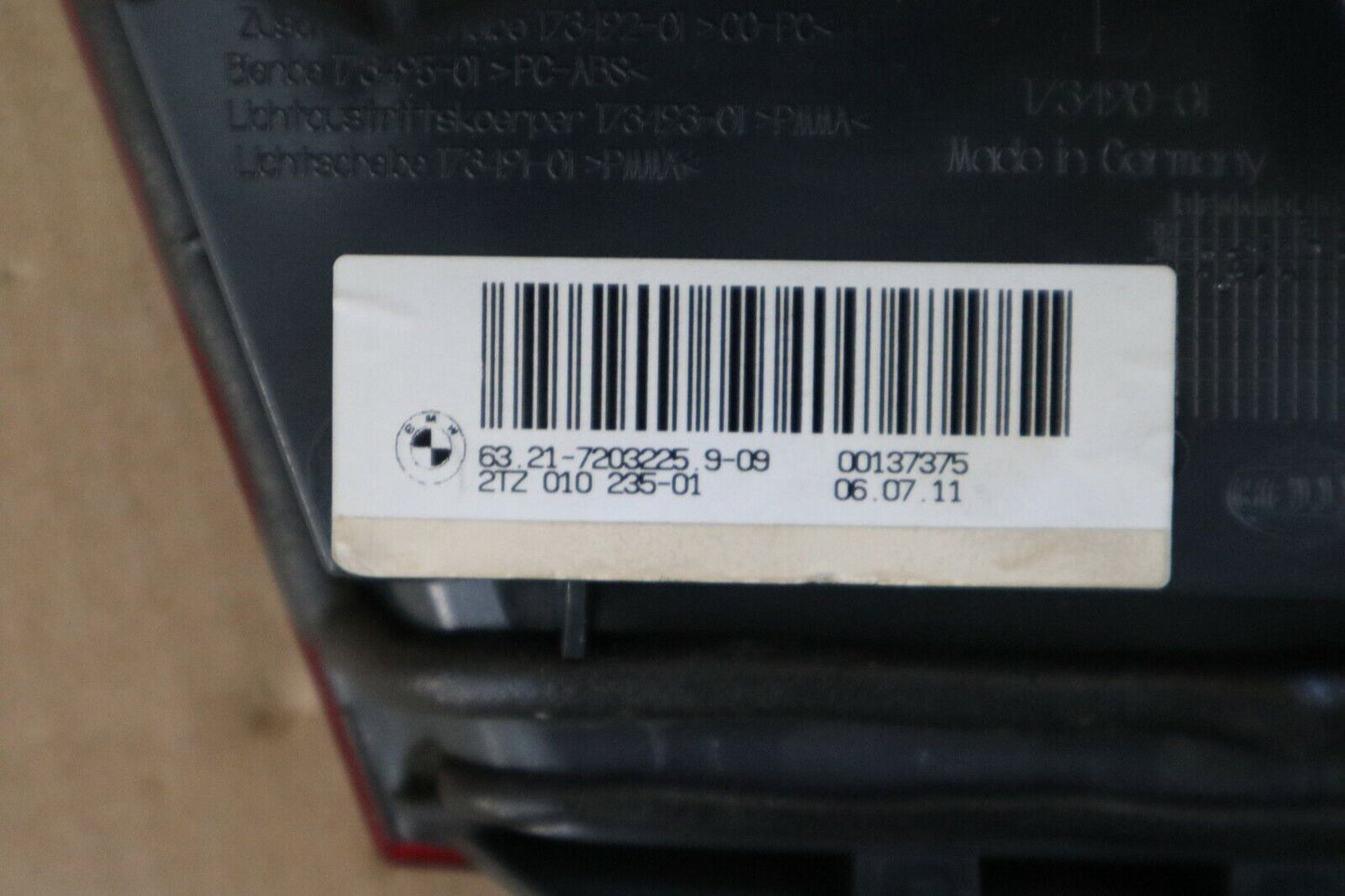 Original BMW OEM Lumină spate în capacul portbagajului lasat Heckleuchte 7203225 F10 F18 