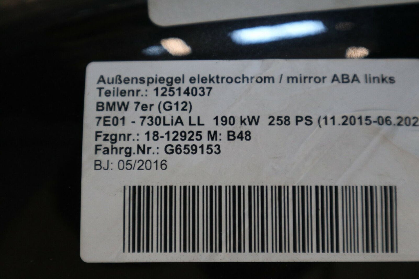 BMW 7er G11 G12 Left Mirror Spiegel Links Außenspiegel Blinkerspiegel 5 Pins