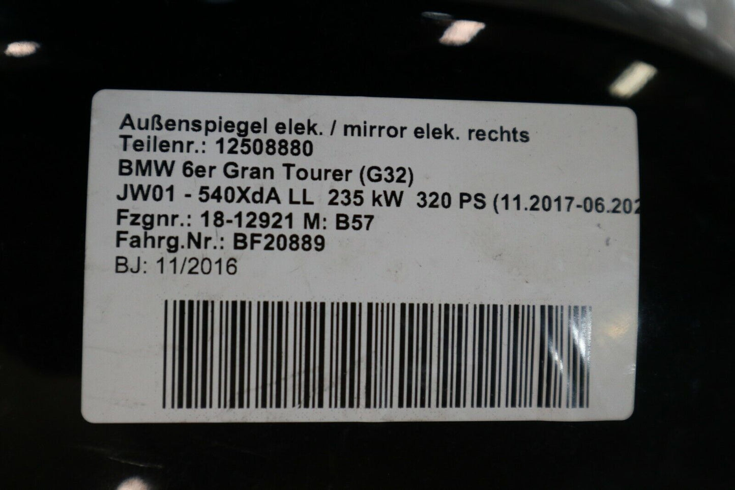 BMW 6er G32 Spiegel rechts Außenspiegel Blinkerspiegel mit 6 Pins