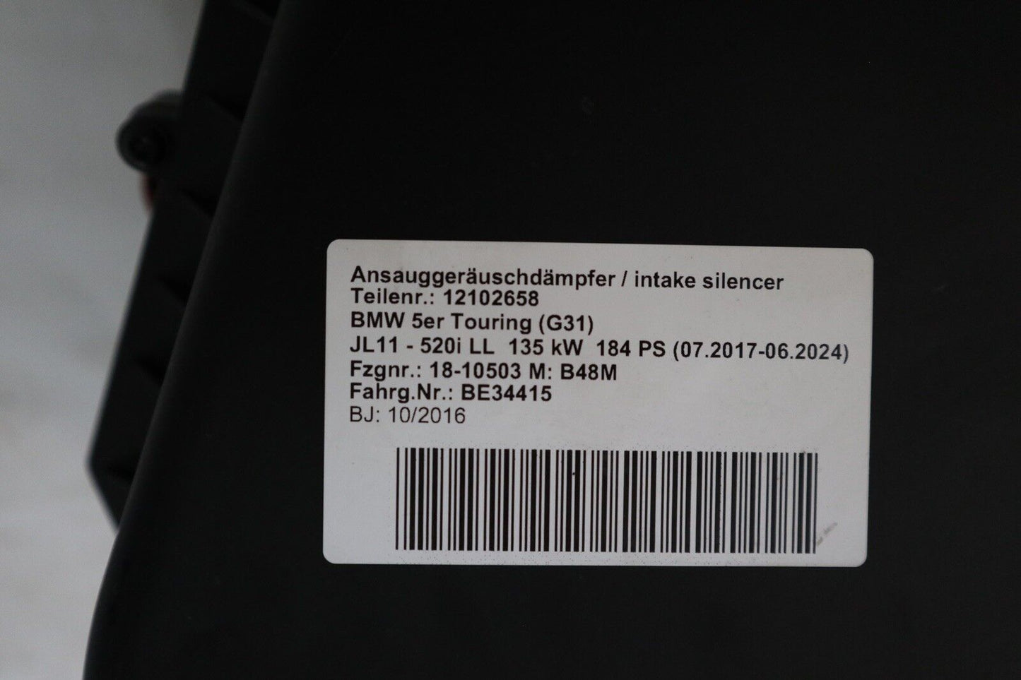 BMW G30 G31 G11 G12 G01 G02 G05 Luftfilterkasten Ansauggeräuschdämpfer 8620473