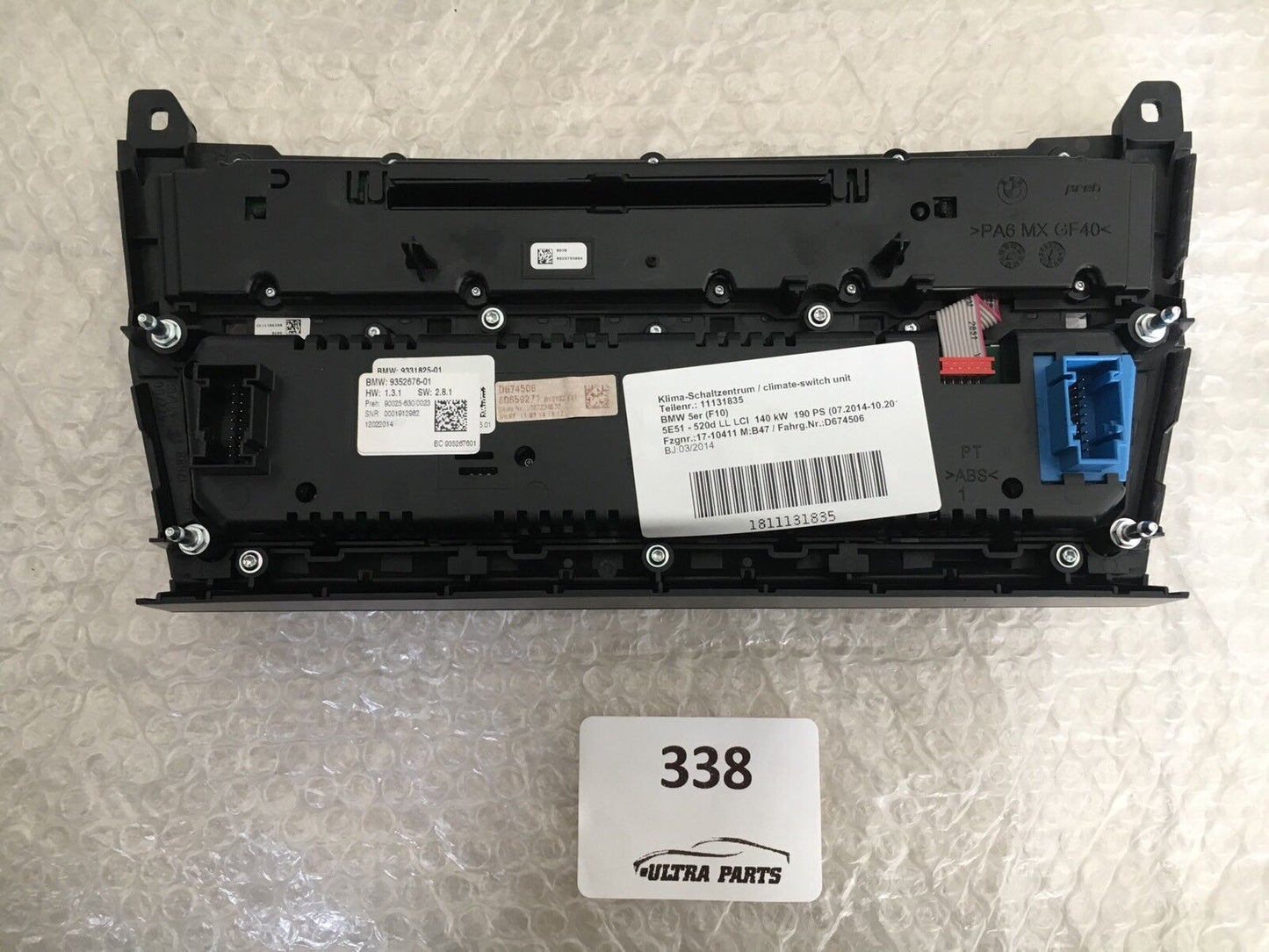 BMW F10 F11 F18 5ER RADIO KLIMABEDIENTEIL SITZHEIZUNG AC PANEL 9352676