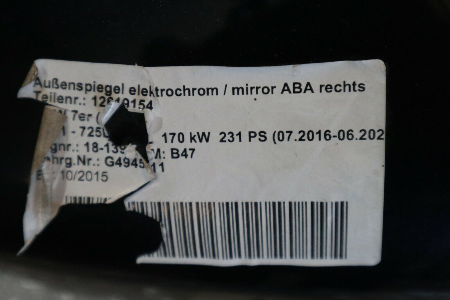 BMW 7er G11 G12 Rechts Aussenspiegel Spiegel 5 Pin Right Mirror Black Sapphire