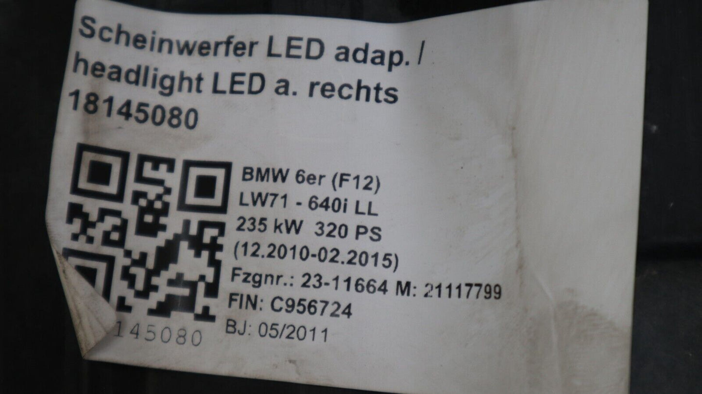 BMW F06 F12 F13 SCHEINWERFER SET PAAR LINKS RECHTS VOLL LED FULL 7255731 7255732