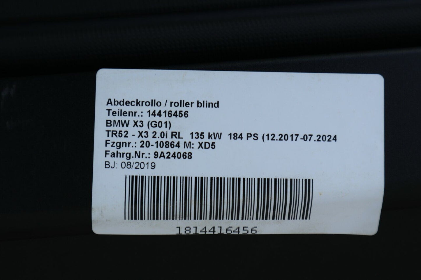 BMW X3 G01 F97 Abdeckrollo Heckrollo Laderaumabdeckung Schwarz 7445557