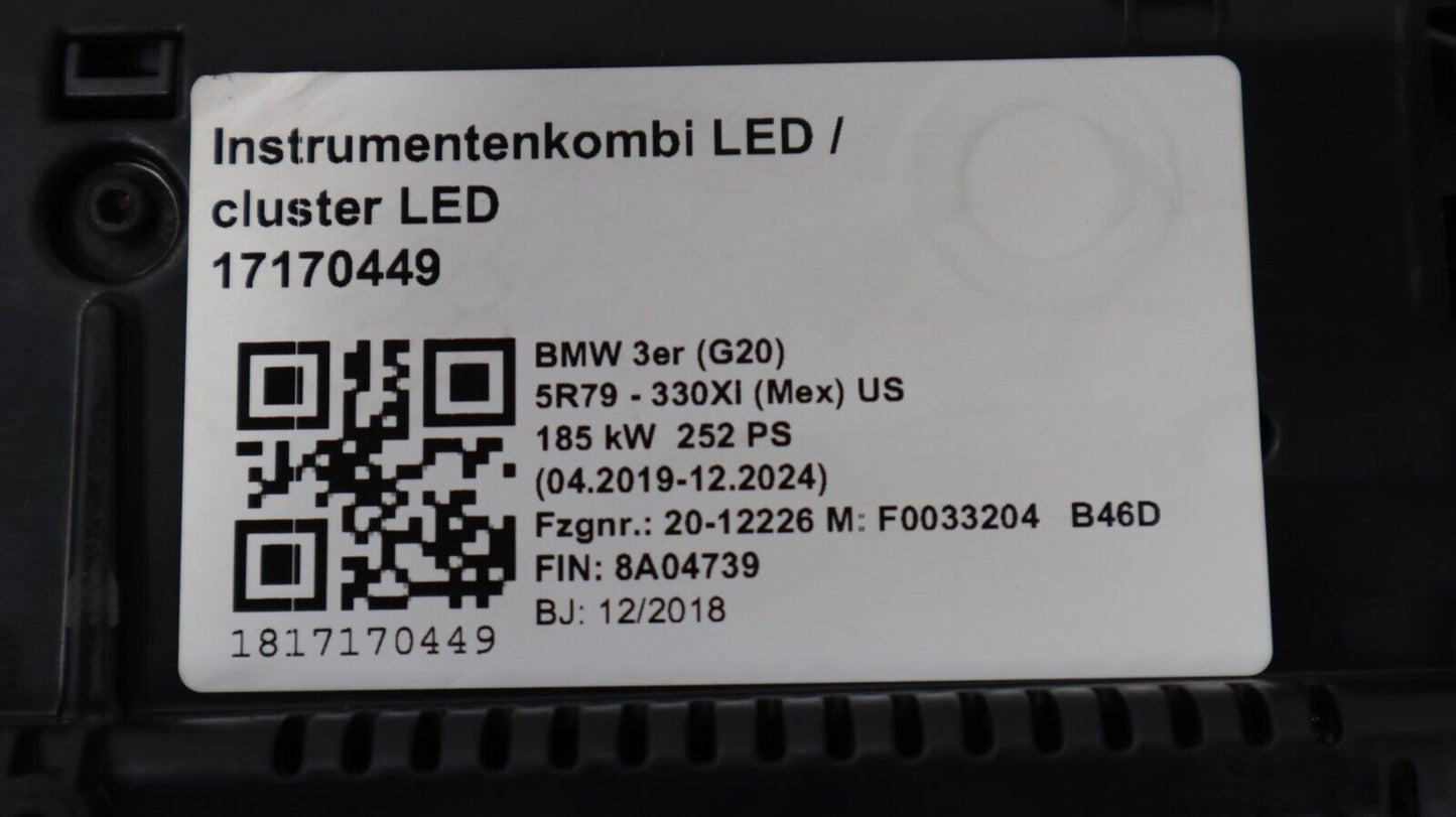 BMW G80 M4 G82 X5 G05 G06 G15 INSTRUMENTENKOMBI CLUSTER LED 5A5A9F3 TACHO HIGH