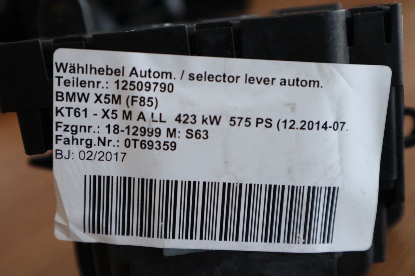 BMW X5 F85 X6 F86 M WÄHLHEBEL GANGWAHLSCHALTER SELECTOR DE VITESE AUTOM. 7849286