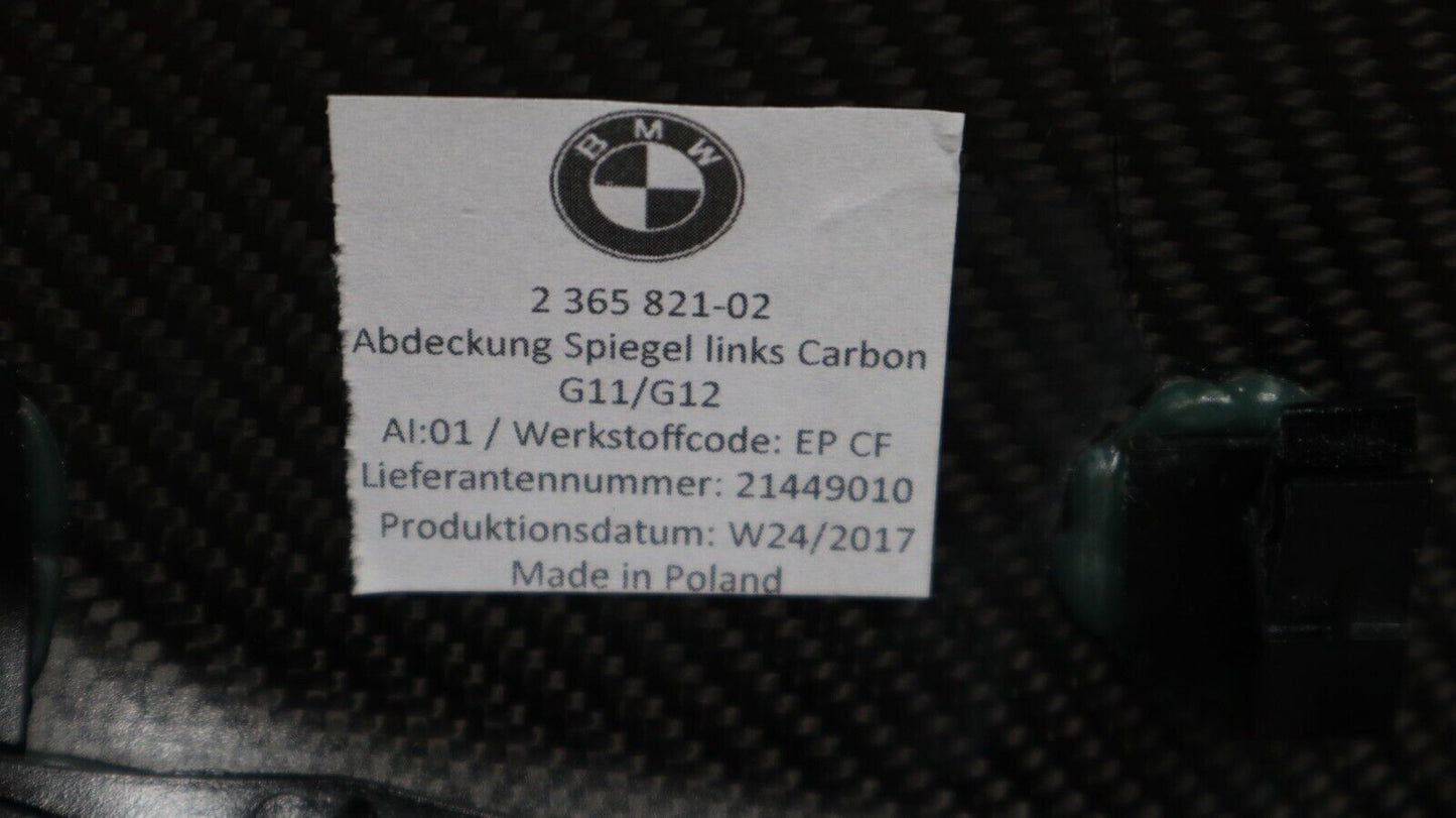 BMW G11 G12 G14 G15 G16 G30 links Spiegelabdeckung M Performance Carbon Cap NEU